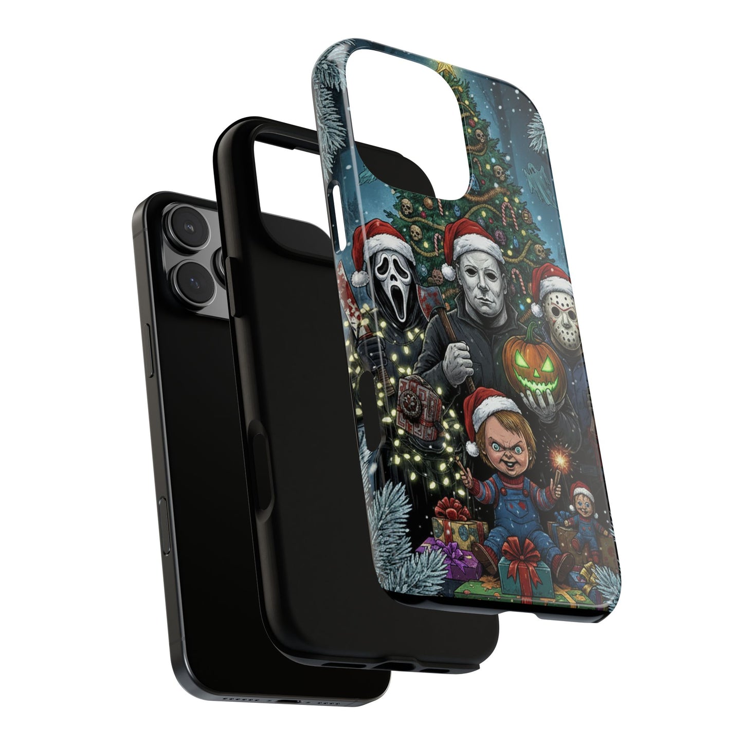 Christmas Horror Phone Case – Festive Slasher Collage Tough Case (iPhone, Samsung, Pixel)