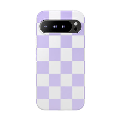Lavender Checkerboard Phone Case | Pastel Aesthetic Checkered iPhone & Samsung Tough Case