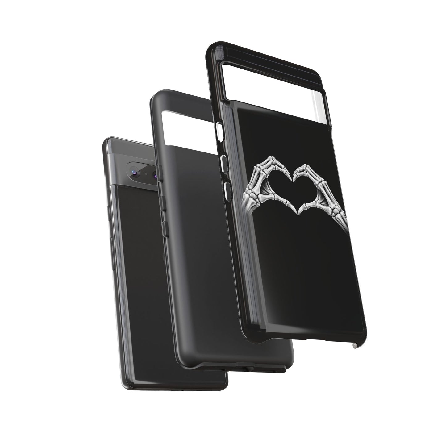 Skeleton Hands Heart Phone Case | Gothic Black Protective Cover