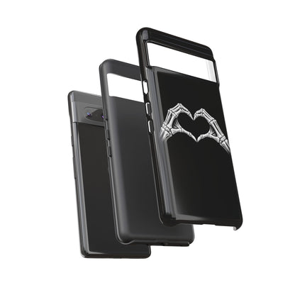 Skeleton Hands Heart Phone Case | Gothic Black Protective Cover