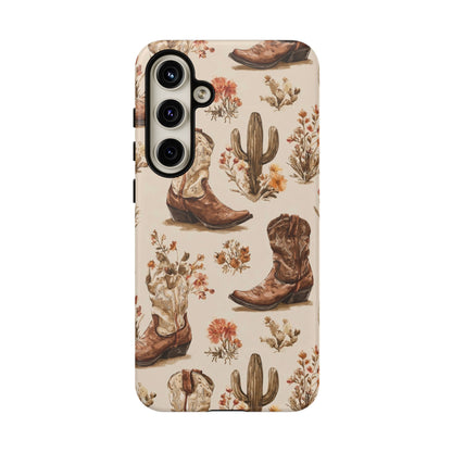 Cowboy Boots Western Phone Case Rustic Cowgirl Cactus Floral iPhone Samsung Pixel