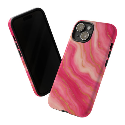 Pink Marble Phone Case | Rose Gold Swirl Aesthetic Tough Protective Case