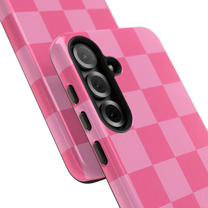Pink Checkerboard Phone Case | Cute Aesthetic Checkered iPhone & Samsung Tough Case