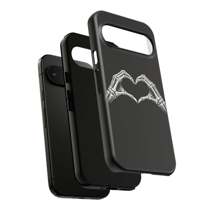 Skeleton Hands Heart Phone Case | Gothic Black Protective Cover