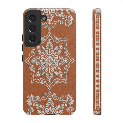 Talavera Terracotta Phone Case | Mexican Floral Pattern iPhone & Samsung Tough Case | Boho Clay Aesthetic Cover