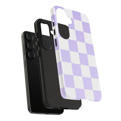 Lavender Checkerboard Phone Case | Pastel Aesthetic Checkered iPhone & Samsung Tough Case