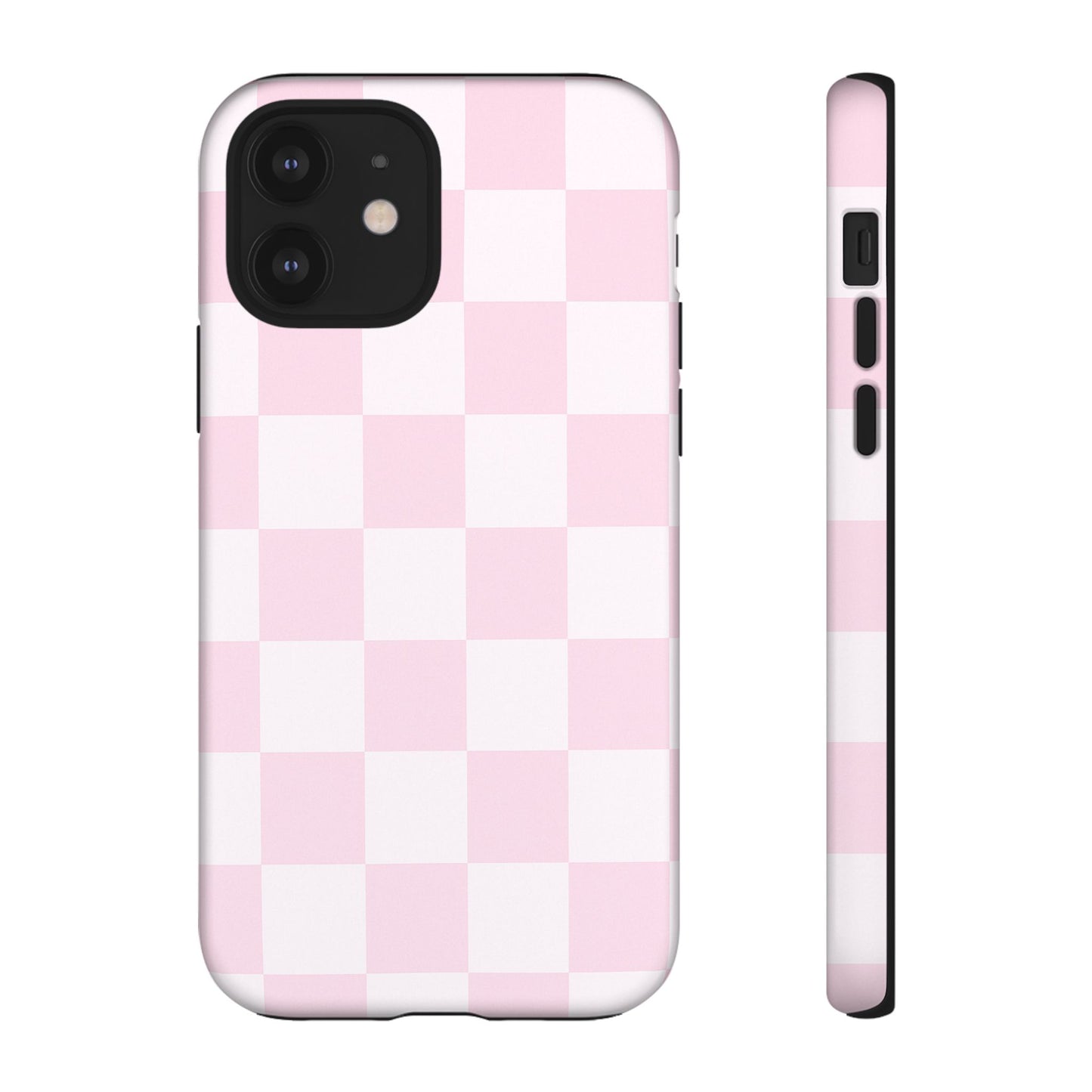 Light Pink Checkerboard Phone Case | Pastel Aesthetic Checkered iPhone & Samsung Tough Case