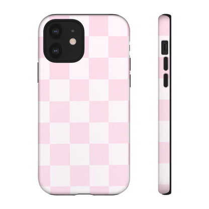 Light Pink Checkerboard Phone Case | Pastel Aesthetic Checkered iPhone & Samsung Tough Case