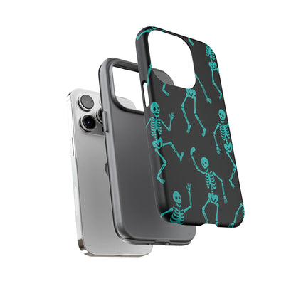 Dancing Teal Skeletons Phone Case | Tough Protective Case for Iphone, Samsung Galaxy and Pixel