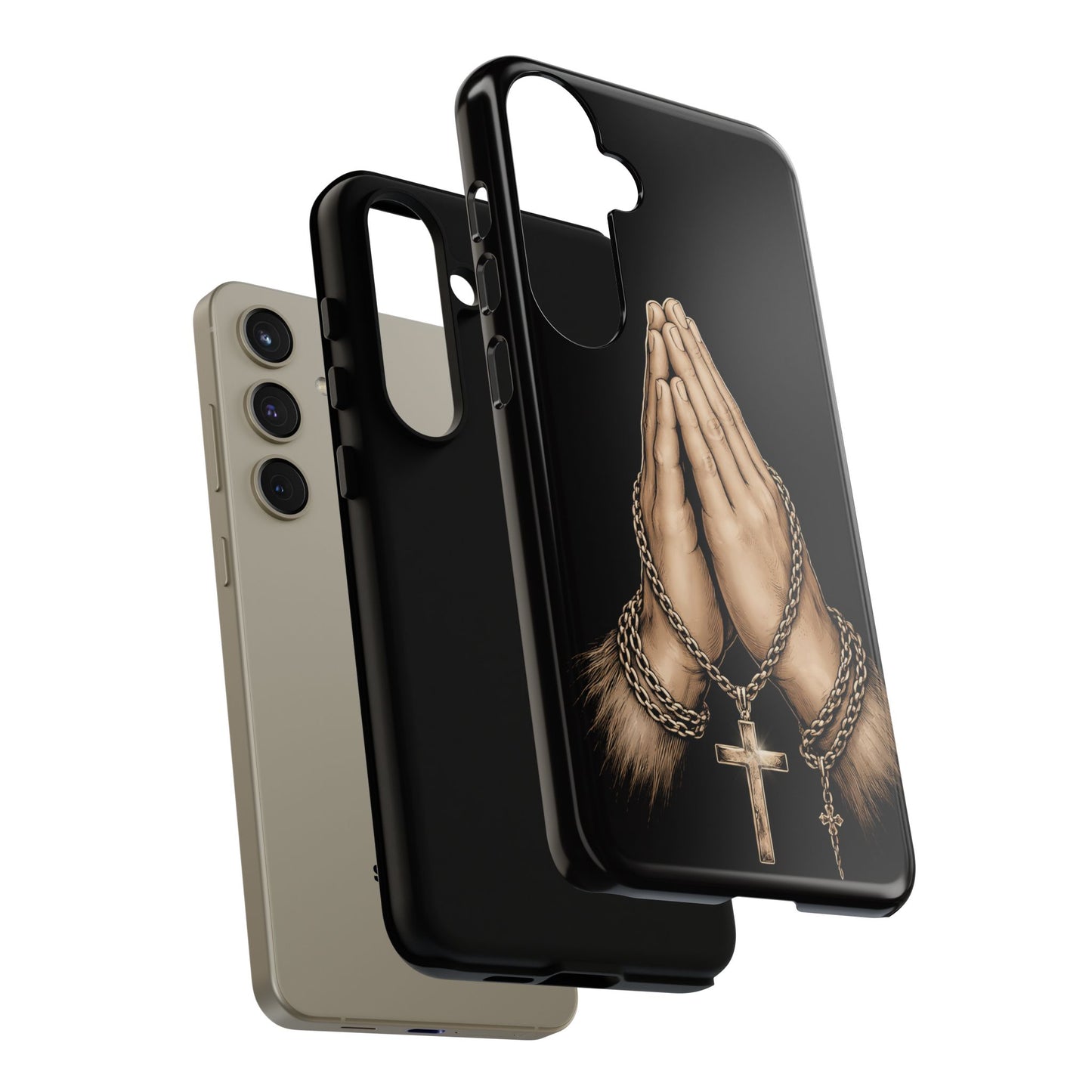 Praying Hands Cross Phone Case – Christian Faith Scripture Cover