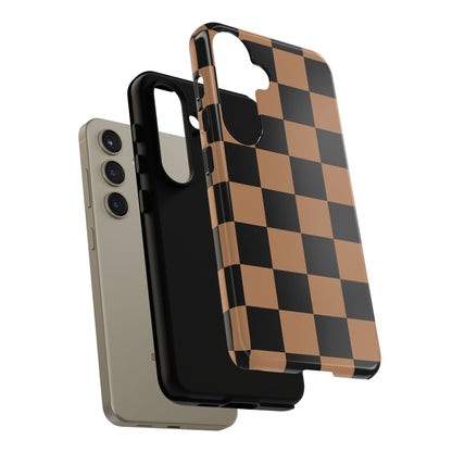Brown Checkerboard Phone Case | Aesthetic Tough Protective Case