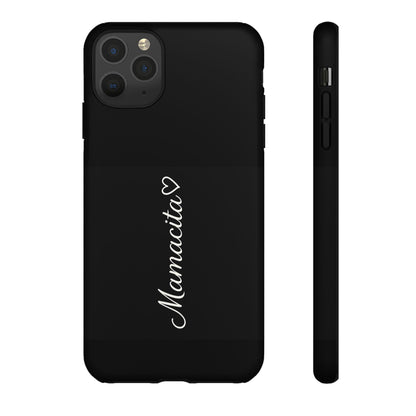 Mamacita Script Phone Case | Minimal Black Tough Case | Sleek Aesthetic Cover