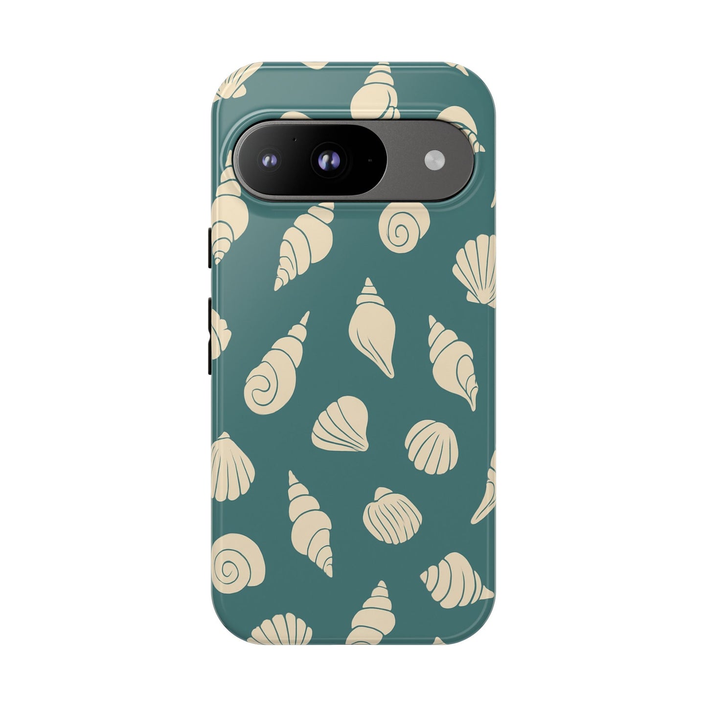 Seashell Pattern Phone Case | Teal Coastal Shells Tough Case for Iphone, Samsung Galaxy and Pixel