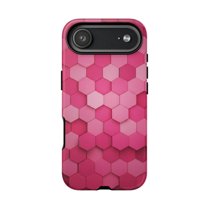 Hot Pink Hexagon Phone Case | Honeycomb Geometric Aesthetic | Cute Pink iPhone & Samsung Tough Protective Case