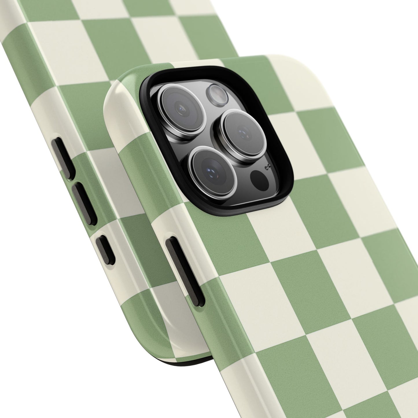 Sage Green Checkerboard Phone Case | Minimal Aesthetic Checkered iPhone & Samsung Tough Case