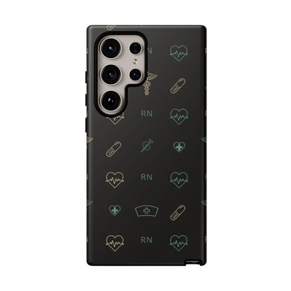RN Nurse Phone Case – Minimal Medical Icon Pattern Healthcare Worker Tough Case