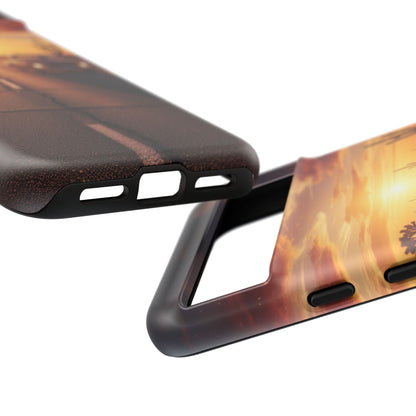 Route 66 Sunset Desert Highway Phone Case – Road Trip Travel Aesthetic Tough Case