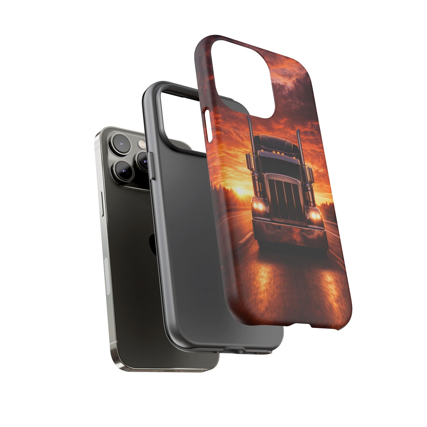 Big Rig Truck Phone Case Sunset Highway Semi Truck iPhone Samsung Cover