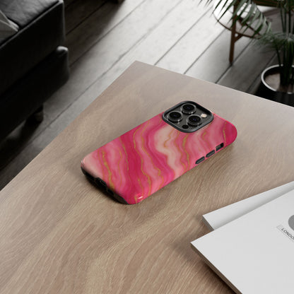 Pink Marble Phone Case | Rose Gold Swirl Aesthetic Tough Protective Case