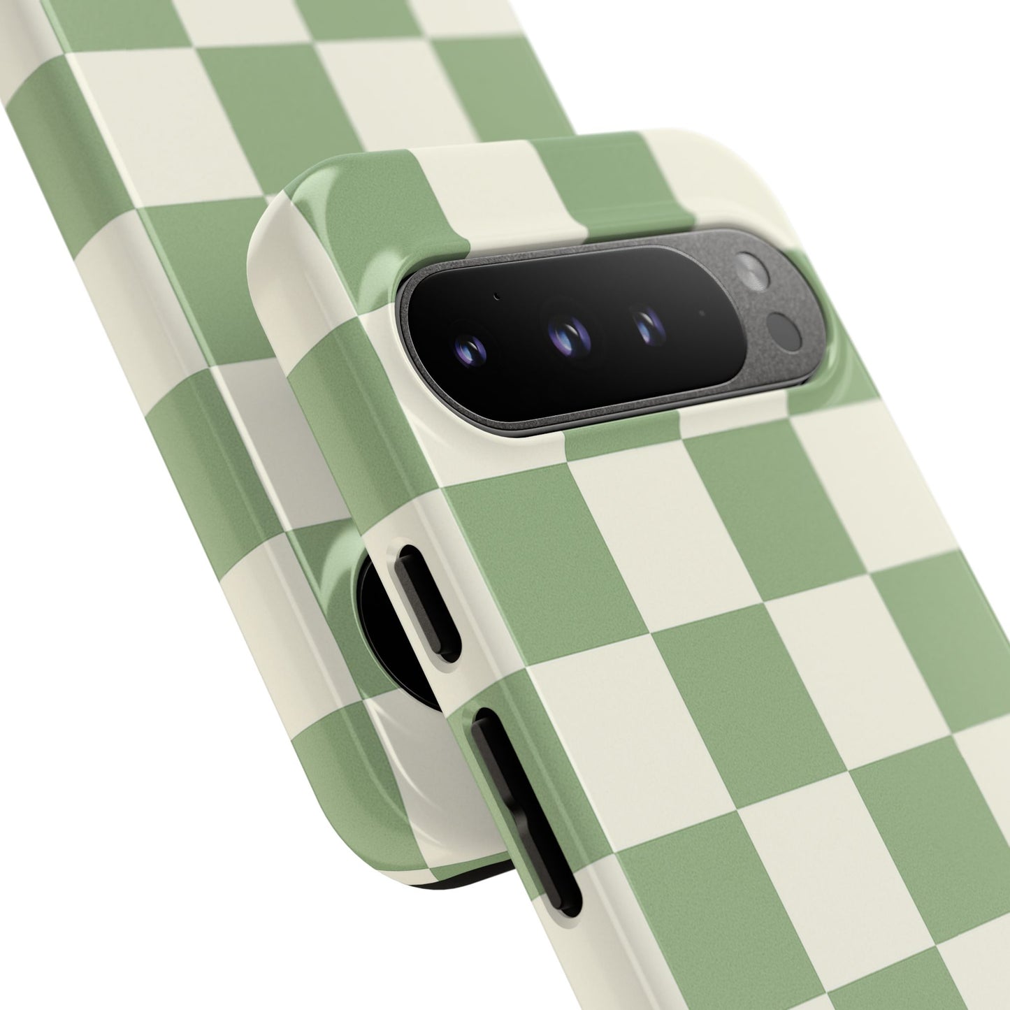 Sage Green Checkerboard Phone Case | Minimal Aesthetic Checkered iPhone & Samsung Tough Case