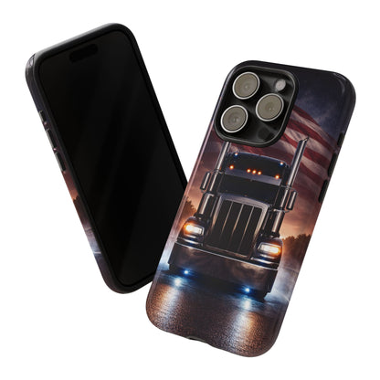 Semi Truck Phone Case American Flag Big Rig Trucker Gift iPhone Samsung