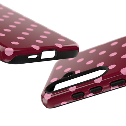 Pink Polka Dot Phone Case – Cute Aesthetic Tough Protective Phone Cover for Iphone, Samsung Galaxy and Pixel