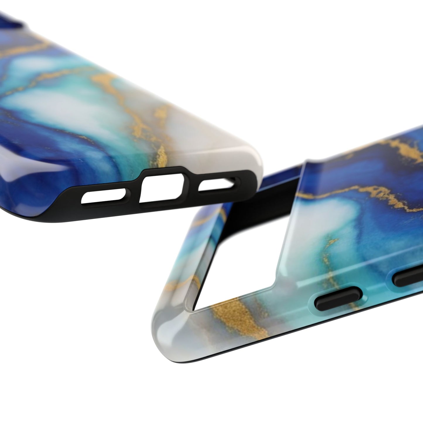 Blue & Gold Marble Phone Case – Luxury Resin Art Tough Case (iPhone, Samsung, Pixel)