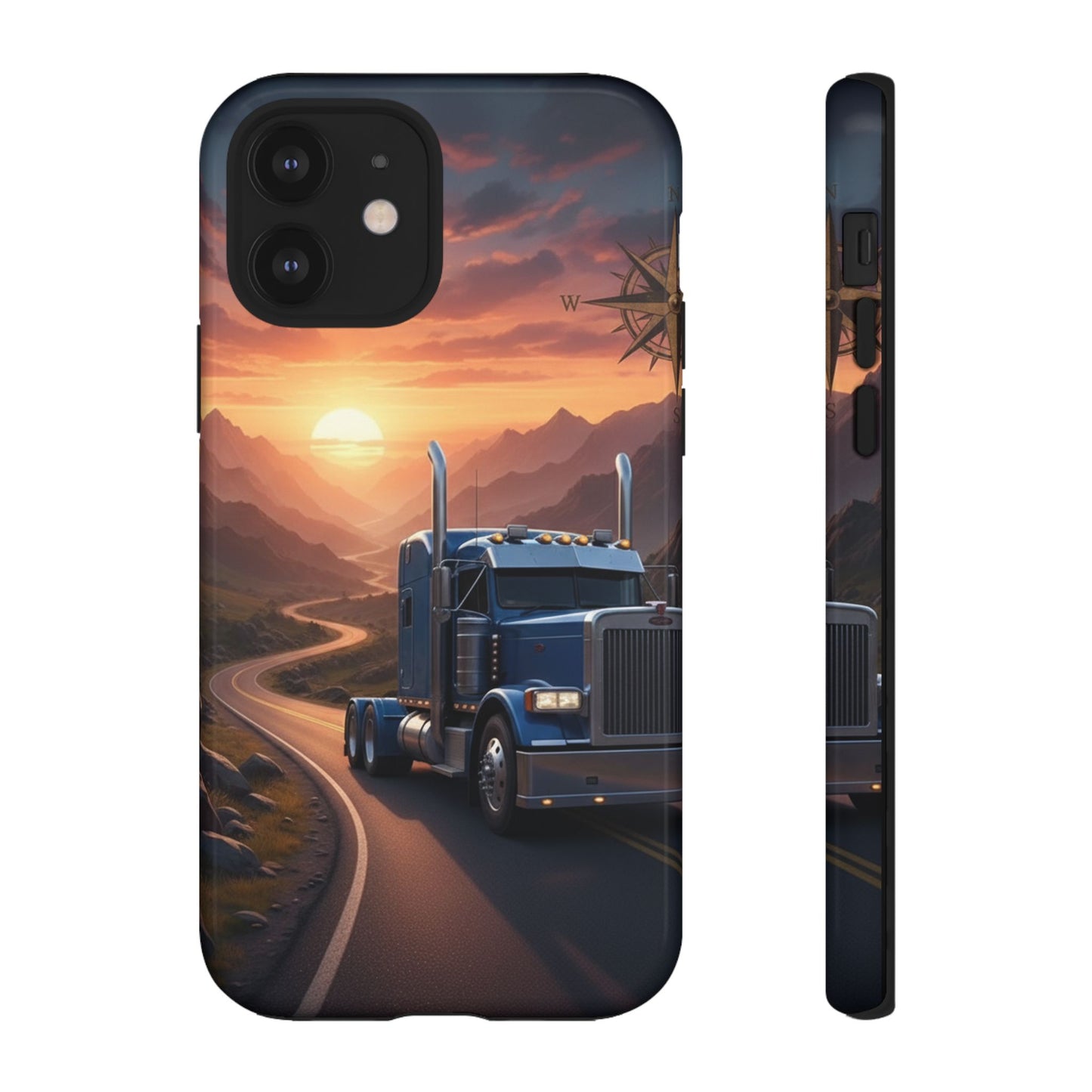 Semi Truck Sunset Phone Case | Trucker Gift | Diesel Truck Highway Road iPhone & Samsung Tough Protective Case