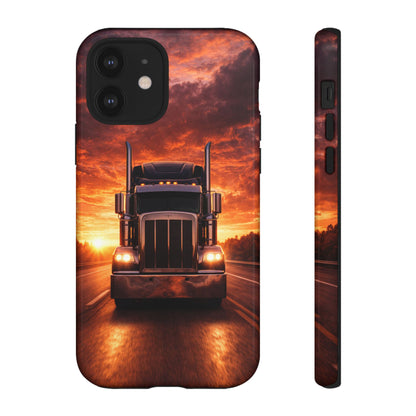 Big Rig Truck Phone Case Sunset Highway Semi Truck iPhone Samsung Cover