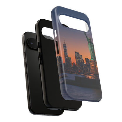 Statue of Liberty Sunset Phone Case – New York City Skyline Travel Aesthetic Tough Case