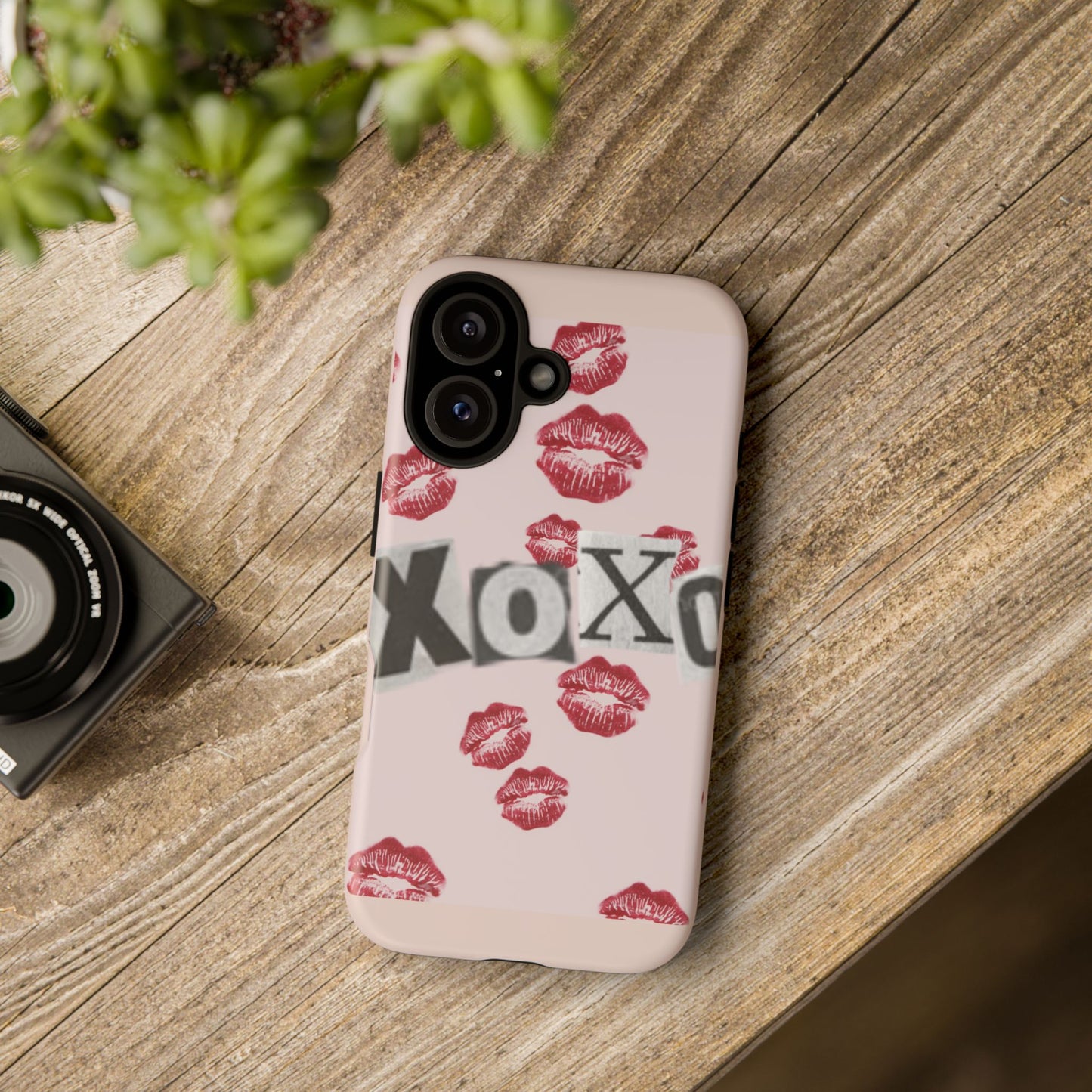 XOXO Kiss Print Phone Case | Coquette Valentine Aesthetic | Cute Pink Lipstick Kiss Tough Case for iPhone & Samsung