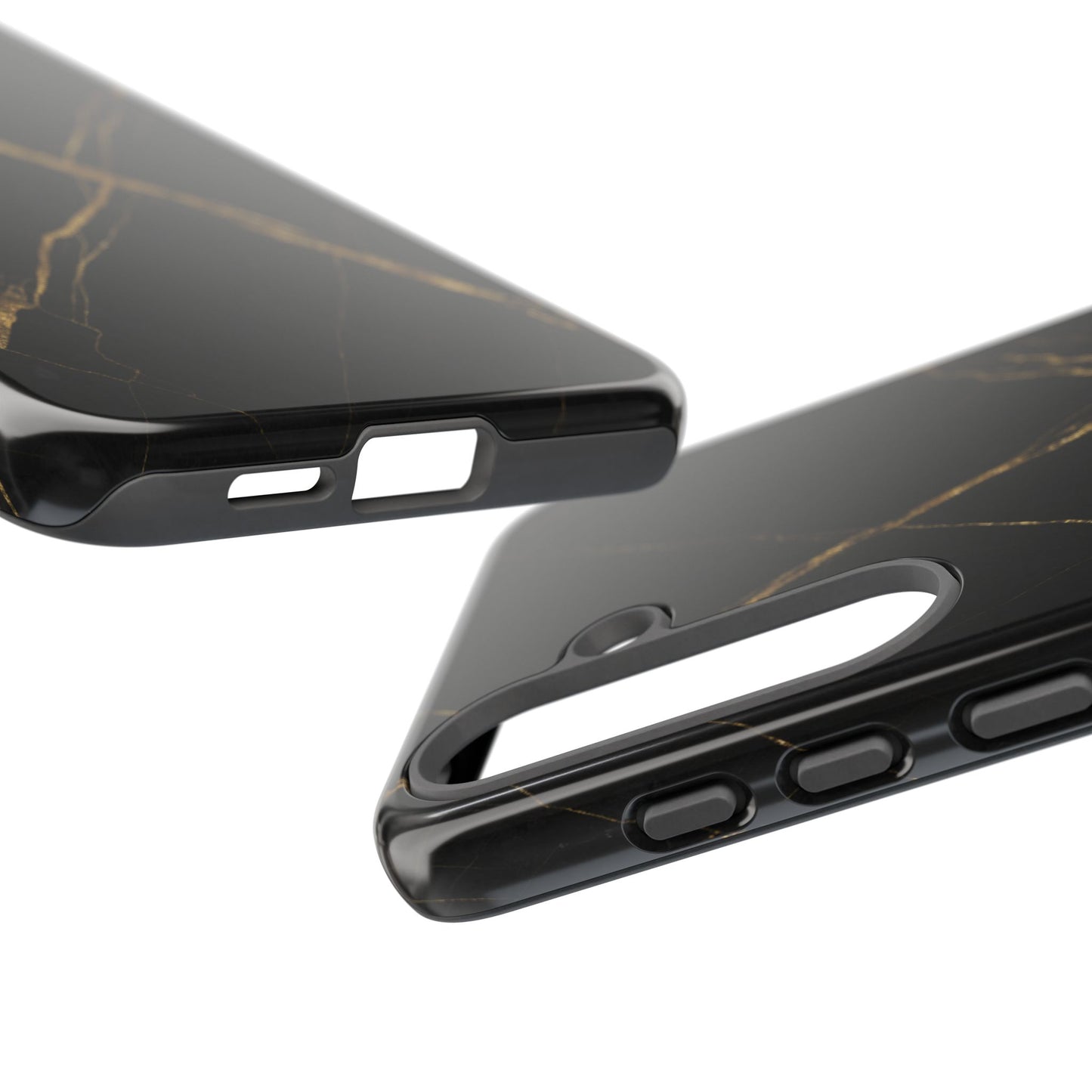 Black Marble Phone Case with Gold Veins – Luxury Minimal Aesthetic Tough Case