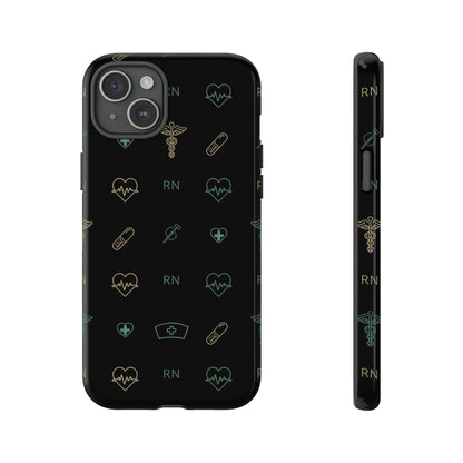 RN Nurse Phone Case – Minimal Medical Icon Pattern Healthcare Worker Tough Case