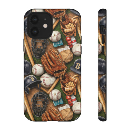 Baseball Gear Collage Phone Case – Vintage Baseball Equipment Sports Tough Case