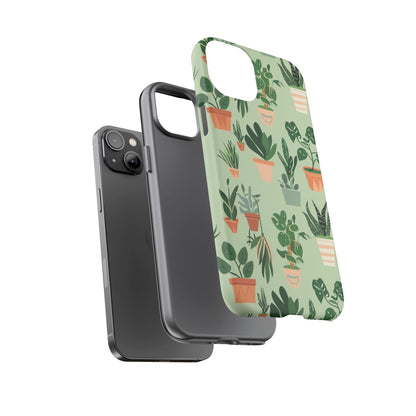 Plant Lover Phone Case | Cute Potted Plants Pattern | Botanical Aesthetic Tough Case