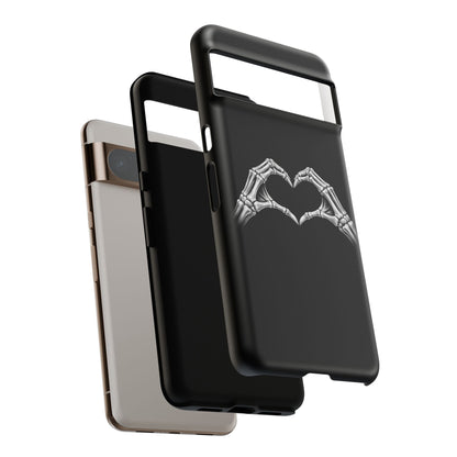 Skeleton Hands Heart Phone Case | Gothic Black Protective Cover