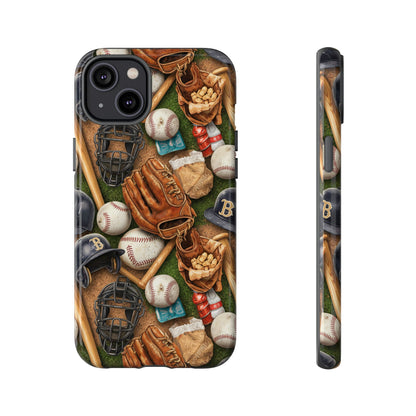 Baseball Gear Collage Phone Case – Vintage Baseball Equipment Sports Tough Case