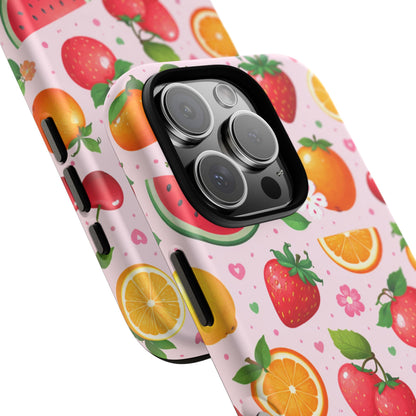Fruit Phone Case – Tough Shockproof, Strawberry Cherry Citrus Summer Design for Iphone, Samsung Galaxy and Pixel