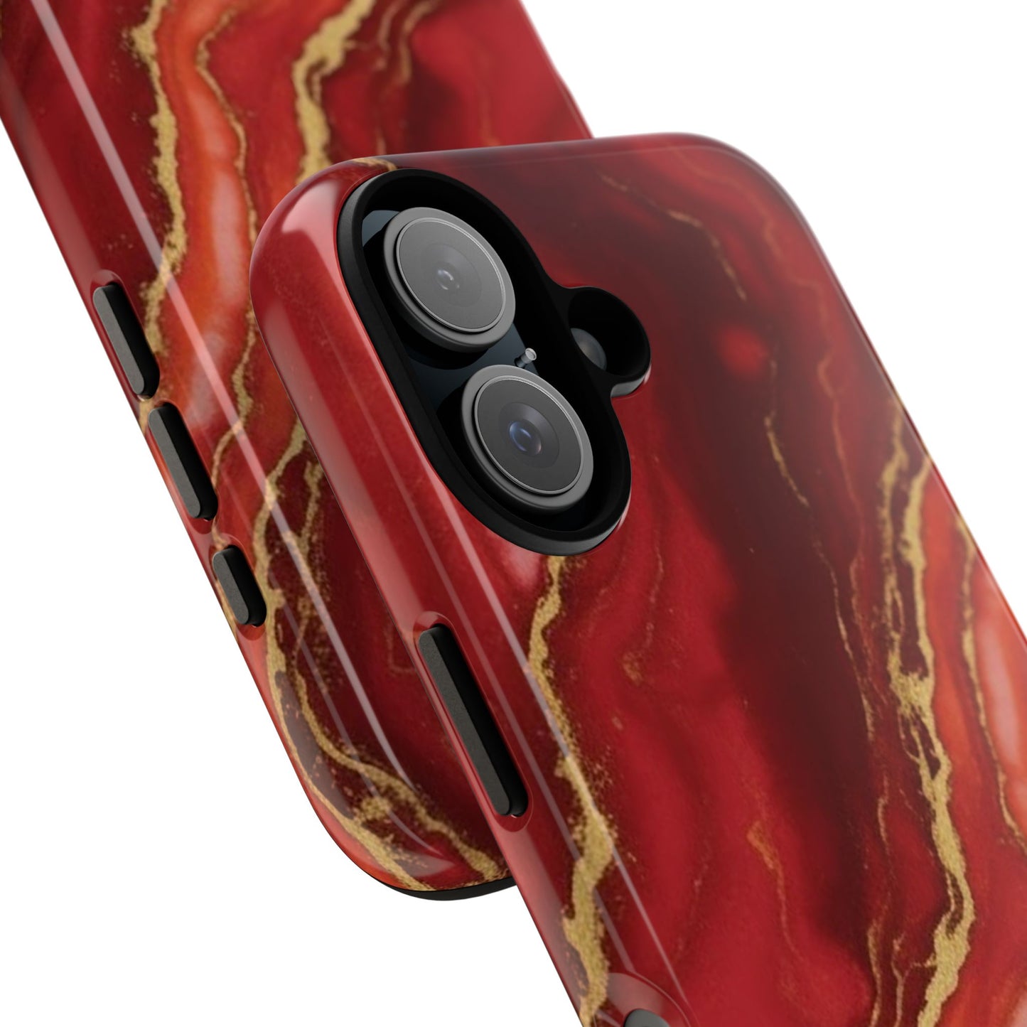 Red Agate Marble Phone Case – Gold Vein Luxury Stone Tough Case (iPhone, Samsung, Pixel)