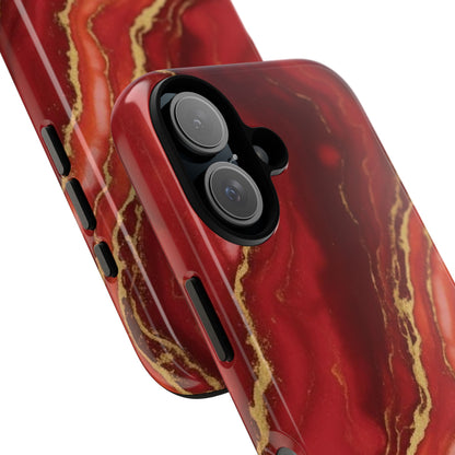 Red Agate Marble Phone Case – Gold Vein Luxury Stone Tough Case (iPhone, Samsung, Pixel)