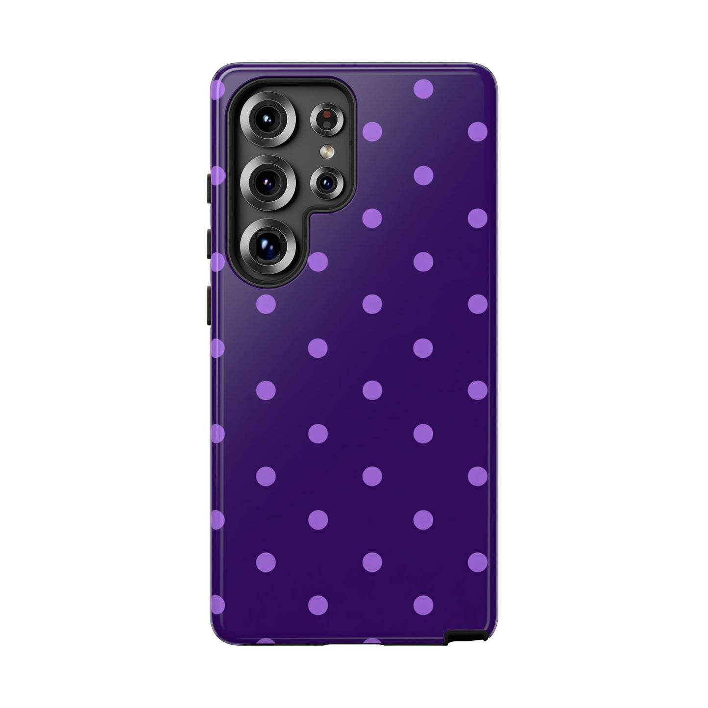 Purple Polka Dot Tough Phone Case – Cute Stylish Durable Protective Cover for Iphone, Samsung Galaxy and Pixel