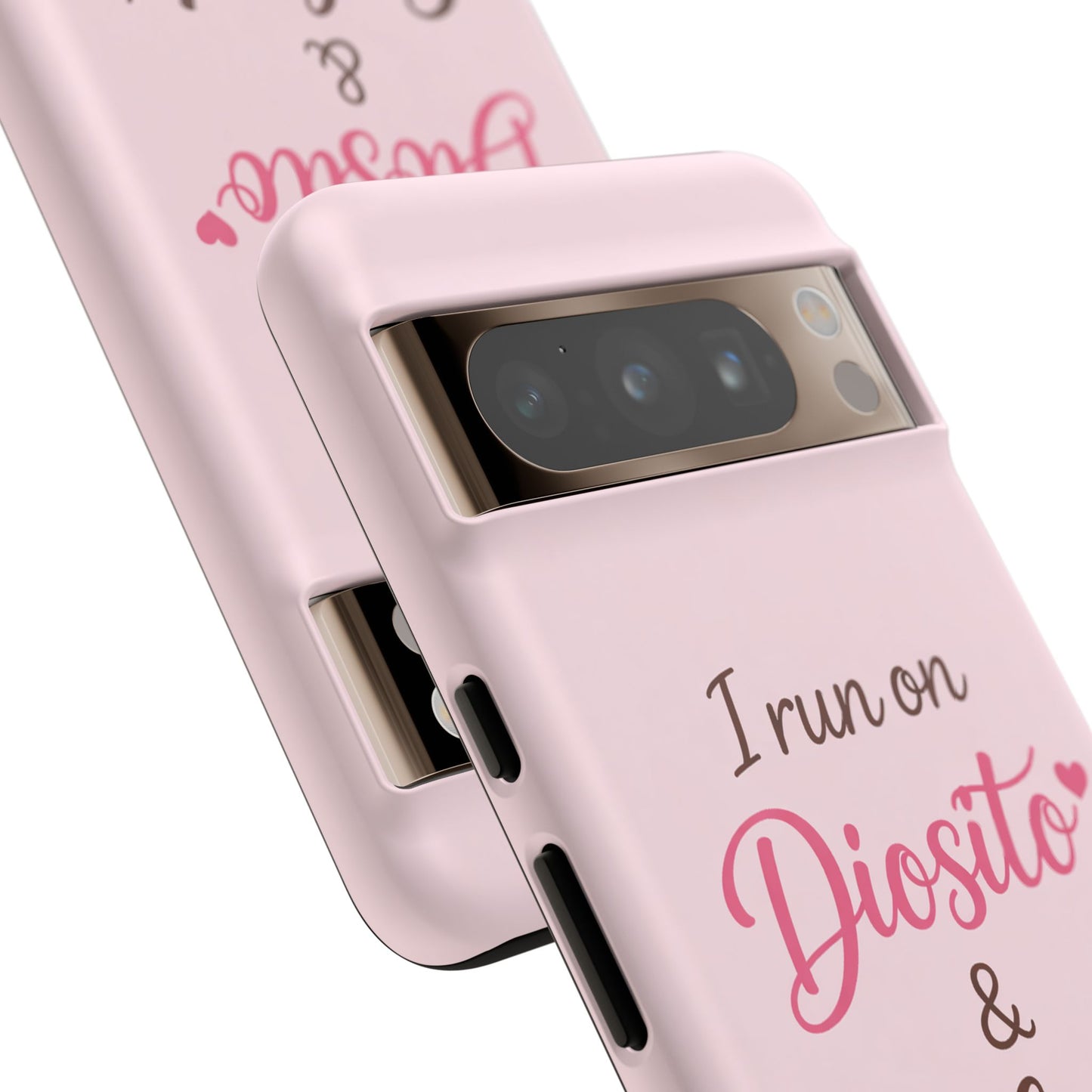 I Run on Diosito y Cafecito Phone Case, Pink Aesthetic Latina Faith Coffee Case, Girly Protective iPhone Samsung Cover