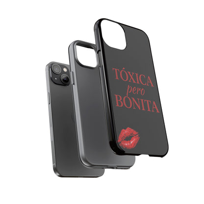 Toxica Pero Bonita Phone Case, Latina Quote Case, Red Lips Aesthetic, Spanish Saying Case, Trendy Tough Cover