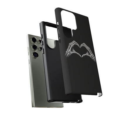 Skeleton Hands Heart Phone Case | Gothic Black Protective Cover