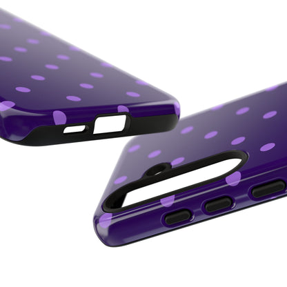 Purple Polka Dot Tough Phone Case – Cute Stylish Durable Protective Cover for Iphone, Samsung Galaxy and Pixel