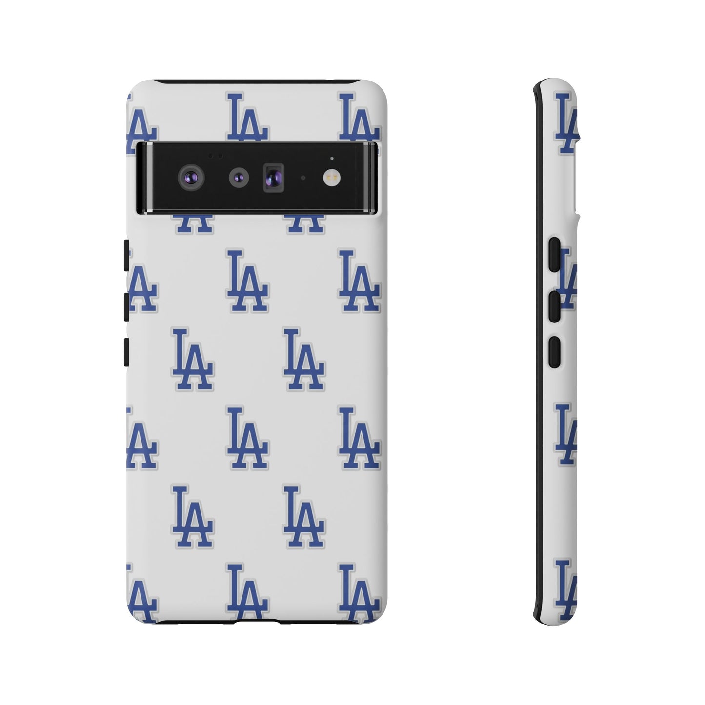 Blue LA Monogram Pattern Phone Case | Minimal Baseball Inspired Tough Cover