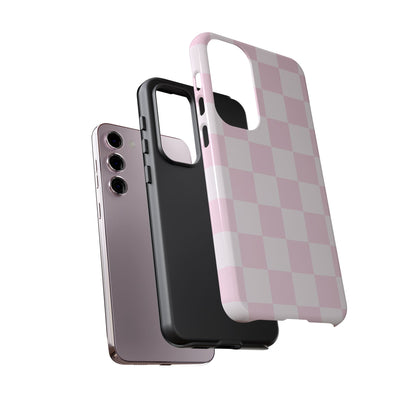 Pink Checkerboard Phone Case | Aesthetic Tough Protective Case