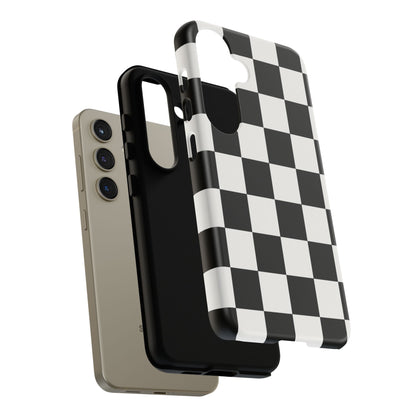 Black & White Checkerboard Phone Case – Classic Aesthetic Tough Protective Case for Iphone, Samsung Galaxy and Pixel