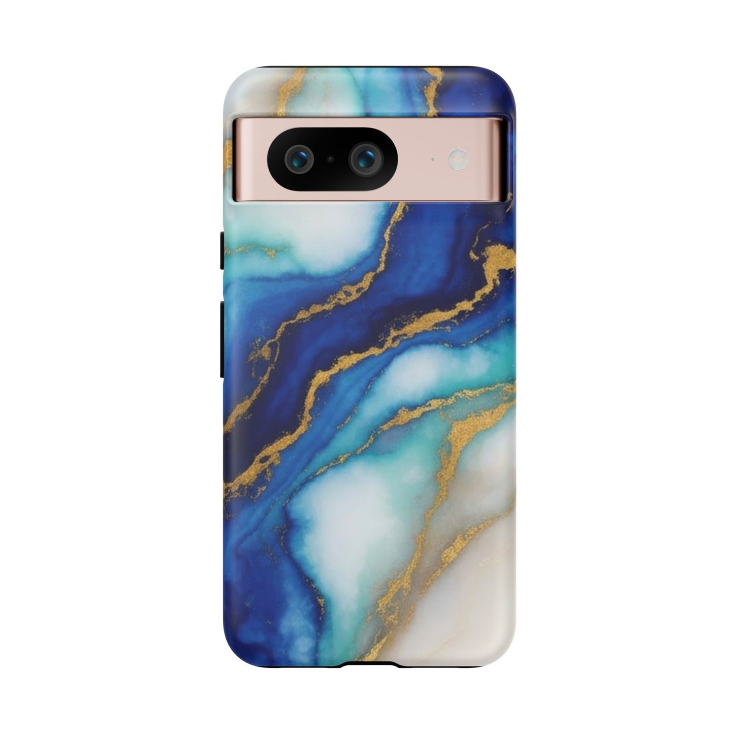 Blue & Gold Marble Phone Case – Luxury Resin Art Tough Case (iPhone, Samsung, Pixel)