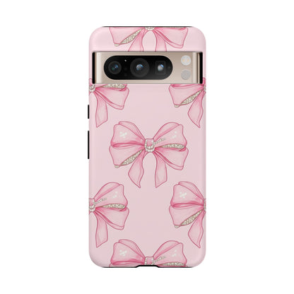 Pink Bow Pattern Phone Case | Coquette Aesthetic Tough Protective Case